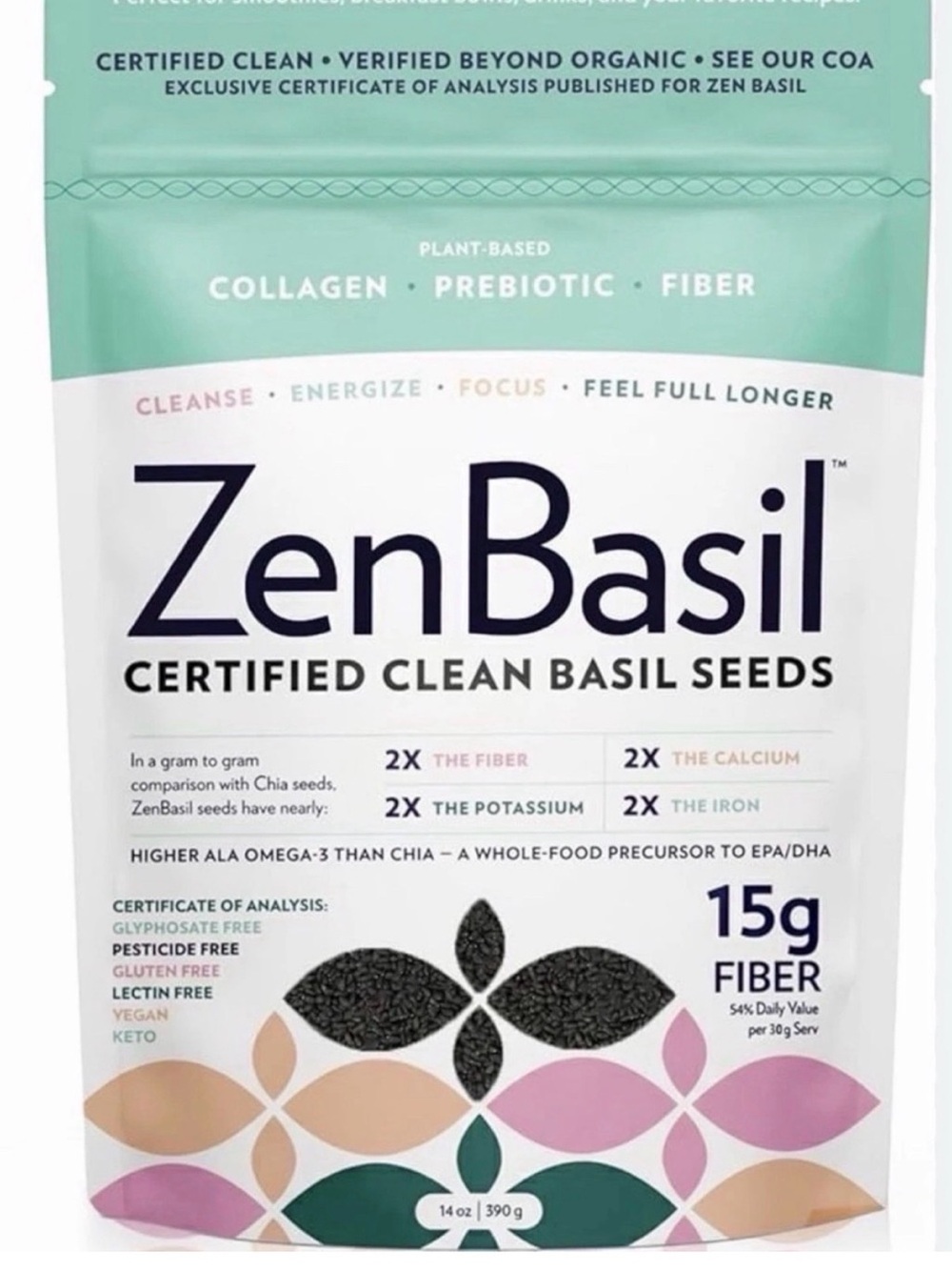 Certified Clean Basil Seeds - Mint Green & White Packaging